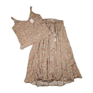 Cynthia‎ Rowley Womens M Floral 2 Piece Skirt Tank Set Rayon Boho Romantic NWT